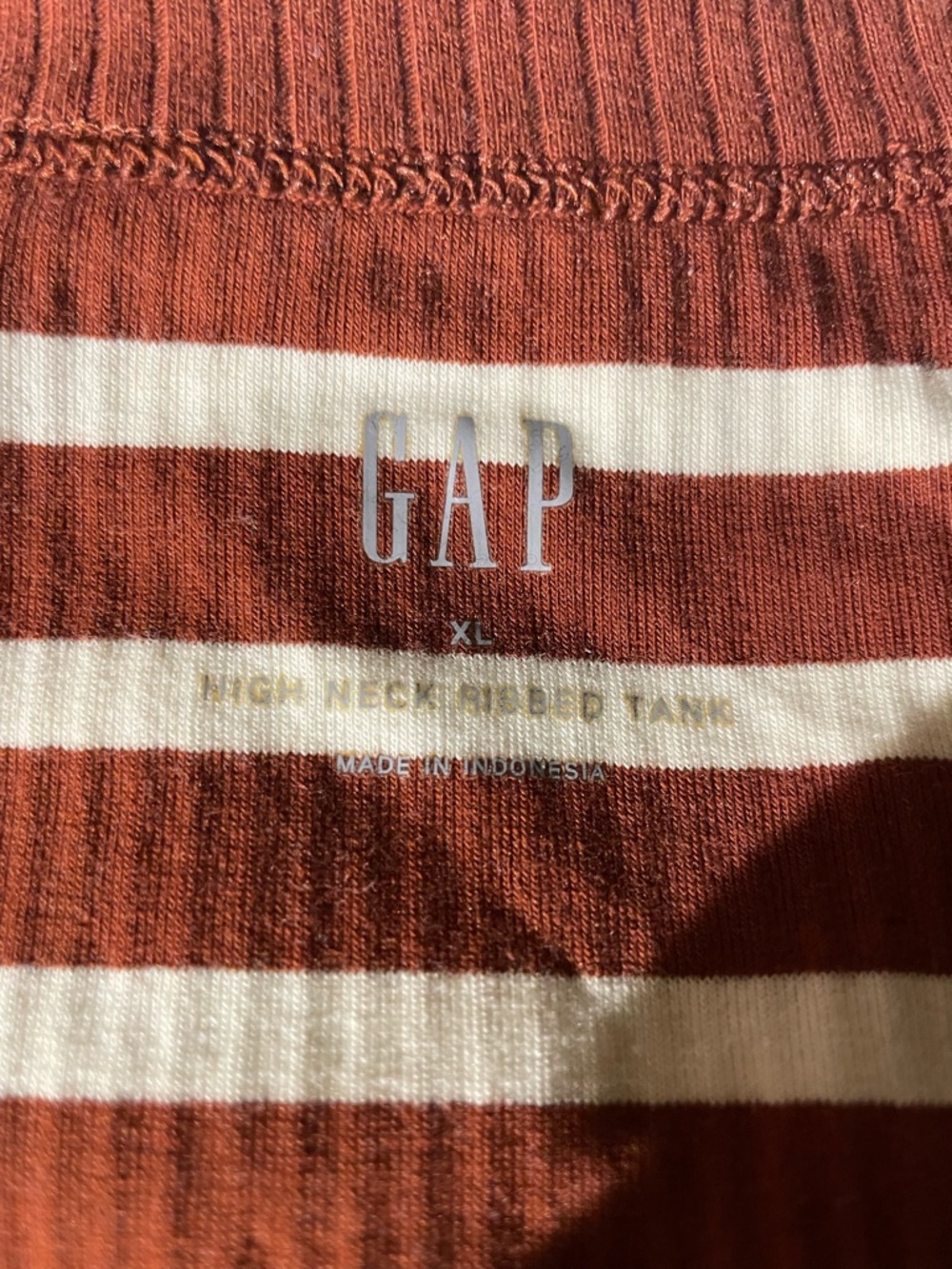 GAP Striped Ribbed Tank - Rust & White - Picture 4 of 5